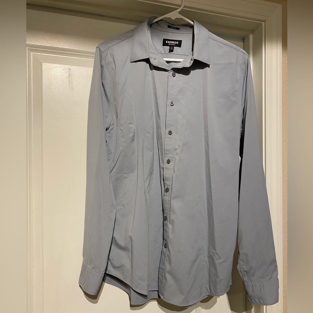 Express performance extra slim size M gray pearl dress shirt